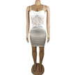 Satin Stitching Lace Hollow Perspective Wrapped Chest Strap Bag Hip Dress