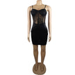 Satin Stitching Lace Hollow Perspective Wrapped Chest Strap Bag Hip Dress