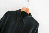 Design Niche Pleated Silk Satin Drape Shirt