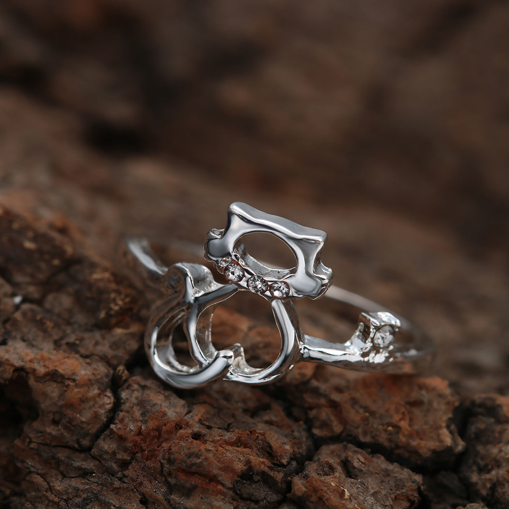 Knuckle Ring Tail Ring Ring Cute Animal Rhinestone Cat Ring Female