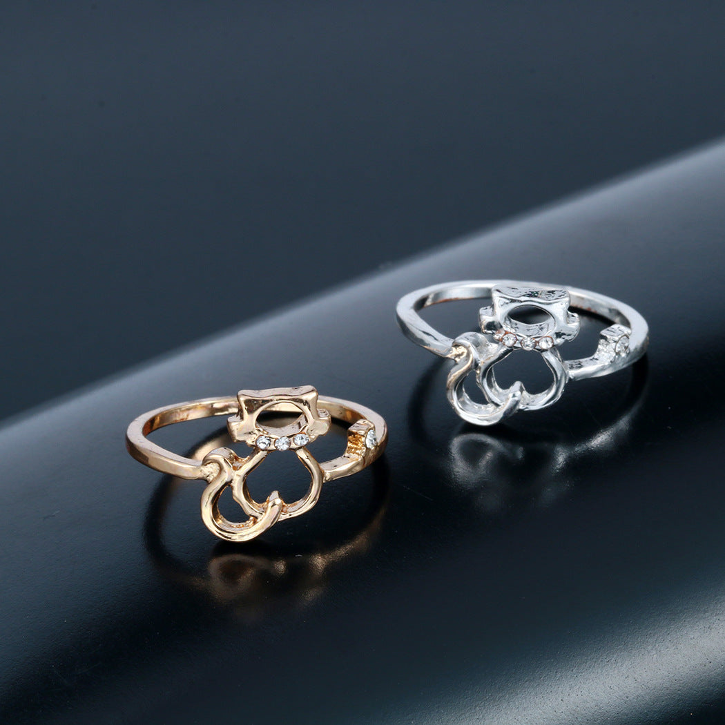 Knuckle Ring Tail Ring Ring Cute Animal Rhinestone Cat Ring Female
