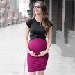 Pure Color Round Neck T-Shirt Suspender Maternity Skirt Two-Piece Suit