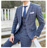 Men's Check Three-piece Customized Wedding Banquet Dress Groom Men's Suit