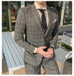 Men's Check Three-piece Customized Wedding Banquet Dress Groom Men's Suit