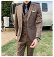 Men's Check Three-piece Customized Wedding Banquet Dress Groom Men's Suit