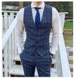 Men's Check Three-piece Customized Wedding Banquet Dress Groom Men's Suit