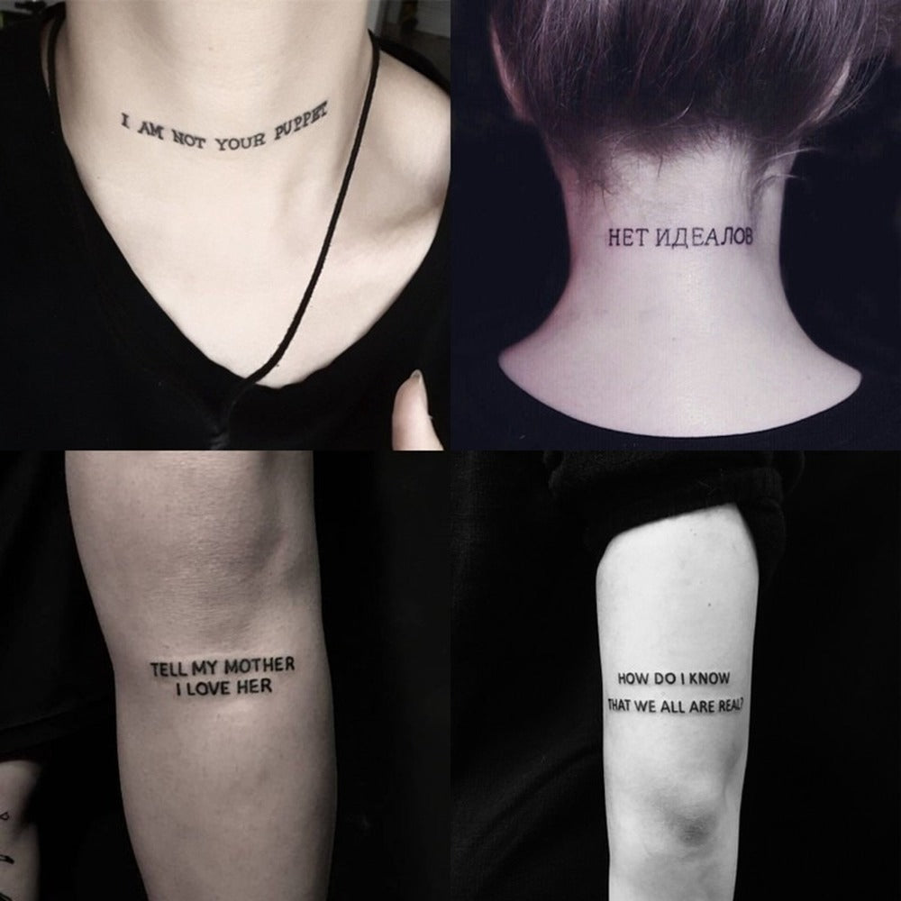 Long lasting simulation waterproof English tattoo stickers