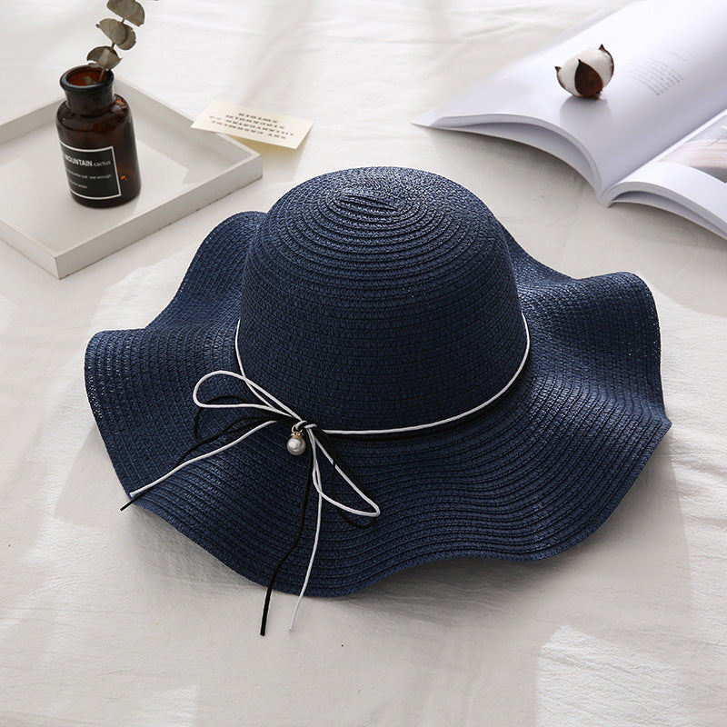 Women's Wavy Edge Big Brim Straw Hat Korean Travel