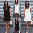 Women Summer Casual T-shirt Dress V Neck Party Dresses