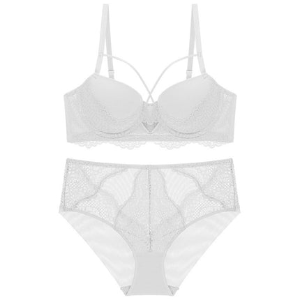 French Lace Splicing Hollow-out Sexy Bra Suit