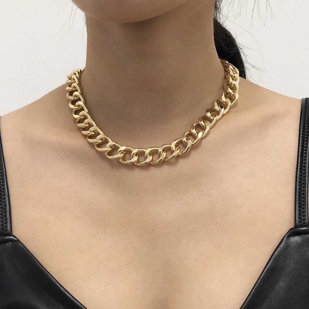 Fashion Big Necklace for Women Twist Gold Silver Color Chunky Thick Lock Choker Chain Necklaces Party Jewelry