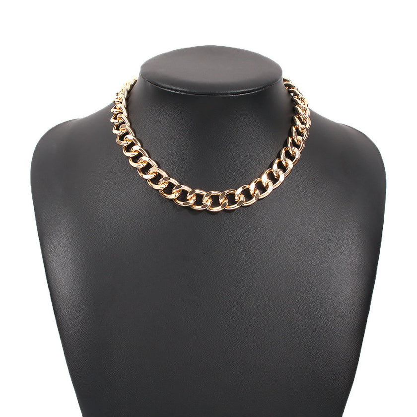 Fashion Big Necklace for Women Twist Gold Silver Color Chunky Thick Lock Choker Chain Necklaces Party Jewelry