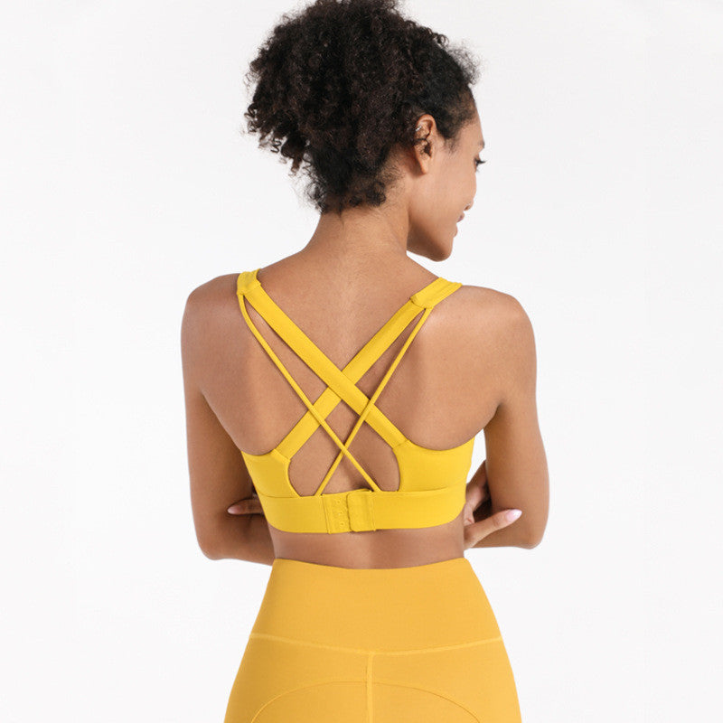Cross Beautiful Back Sports Underwear Women Shockproof Gathered