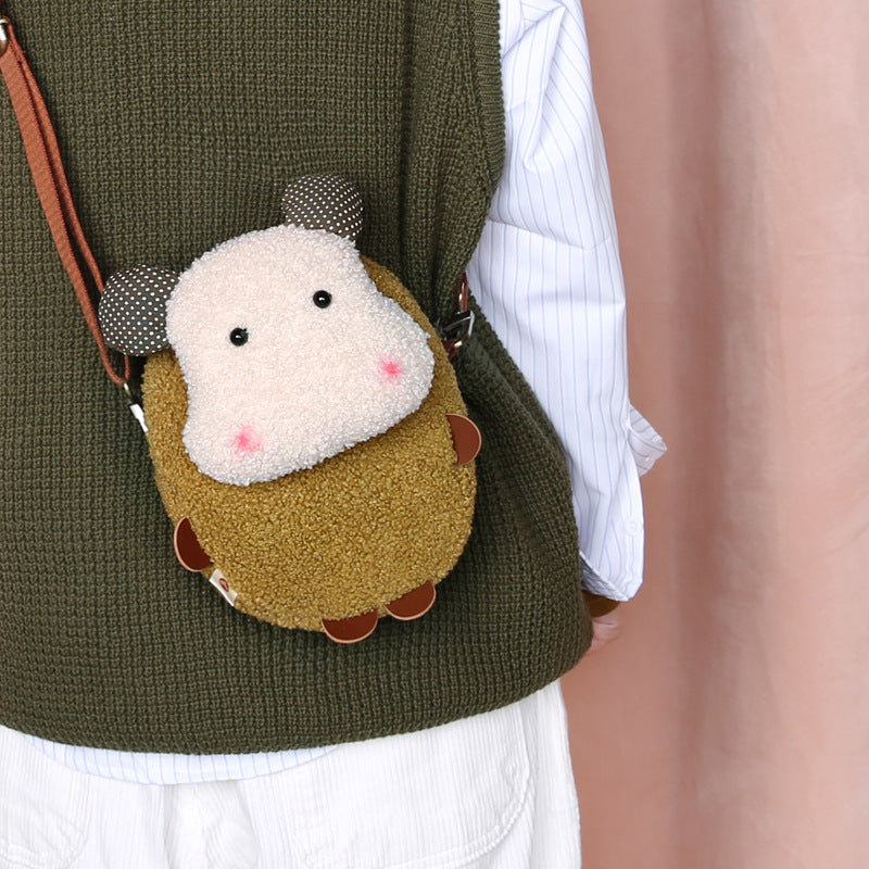 Three-Color Patch Cartoon Plush Bag Girl