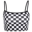 Black and white plaid stitching camisole female summer ins super hot inner base shirt top