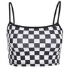 Black and white plaid stitching camisole female summer ins super hot inner base shirt top