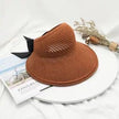 Outdoor Foldable Sun Hat, Bowknot Straw Visor Women
