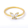 Fashion Cute Zircon Butterfly Geometry Rings For Women Gold Color Stainless Steel Wedding Jewelry Friend Girl
