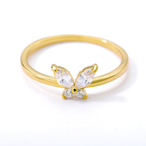 Fashion Cute Zircon Butterfly Geometry Rings For Women Gold Color Stainless Steel Wedding Jewelry Friend Girl