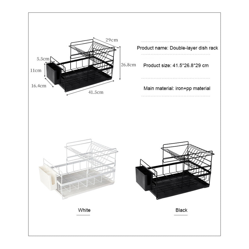 wholesale sink draining double tier metal wire kitchen dish storage rack for kitchen