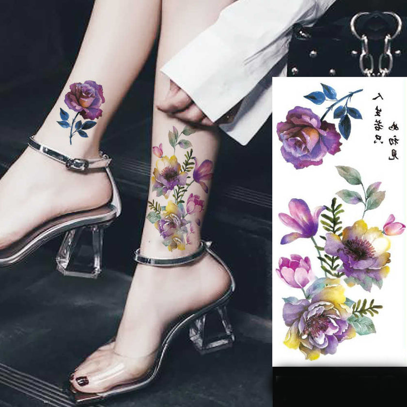 Bian Flower Tattoo Sticker Flower Tattoo Love Heart Tattoo Sticker Eco-friendly Water Transfer Tattoo Paper