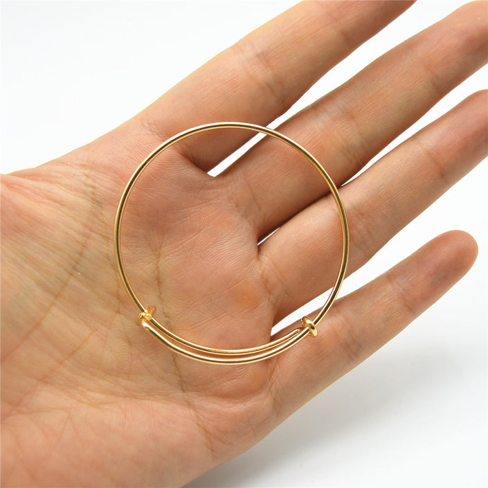 Hot 10pcs Lot Gold Silver Plated Charming Expandable Bangles Women Lady Wire Adjustable Bangle Bracelet For Fashion Gift Charms