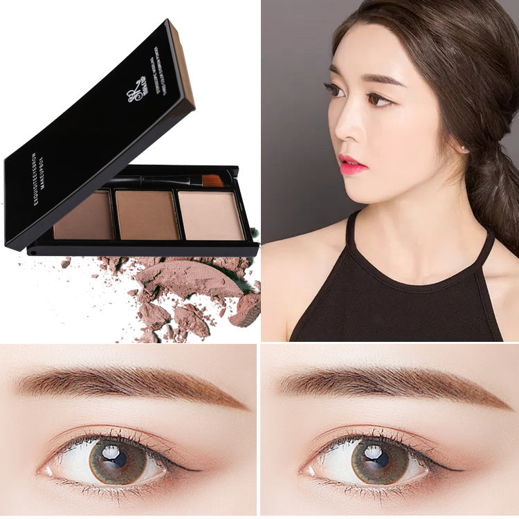 Sr ThreeDimensional Three Color Eyebrow Powder Is Not Easy To Halo Dye Eyebrow Powder High Gloss Powder Nose Shadow Make-Up One Hair Substitute