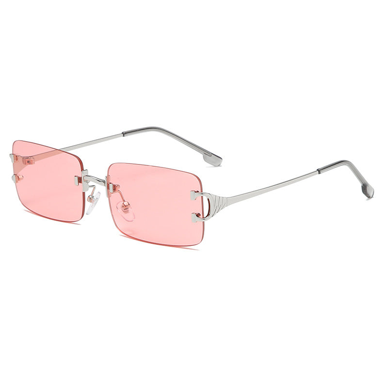 Retro Rimless Cut-Edge Sunglasses For Men And Women Fashionable Metal Square Sunglasses Cross-Border Sunglasses