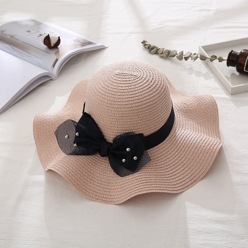 Women's Wavy Edge Big Brim Straw Hat Korean Travel