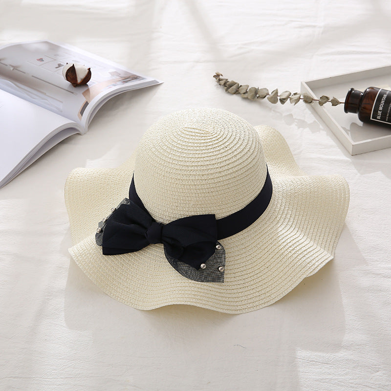 Women's Wavy Edge Big Brim Straw Hat Korean Travel