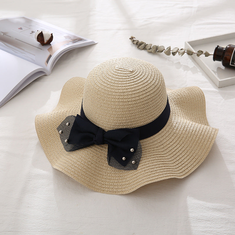 Women's Wavy Edge Big Brim Straw Hat Korean Travel