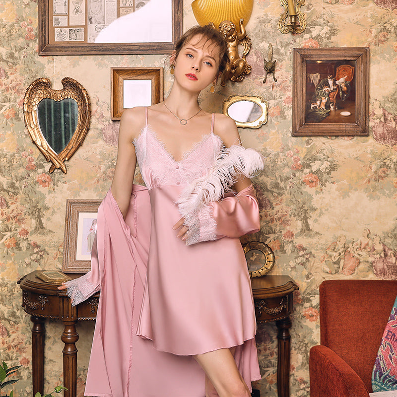 Silk Nightgown Two-Piece Sexy Pajamas Women