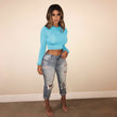 Women Long Sleeve Slim Sexy Basic Tee Tops Cotton Crop Top