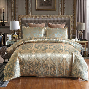 European Style Satin Jacquard Bedding Set  Quilt Cover And Pillowcase
