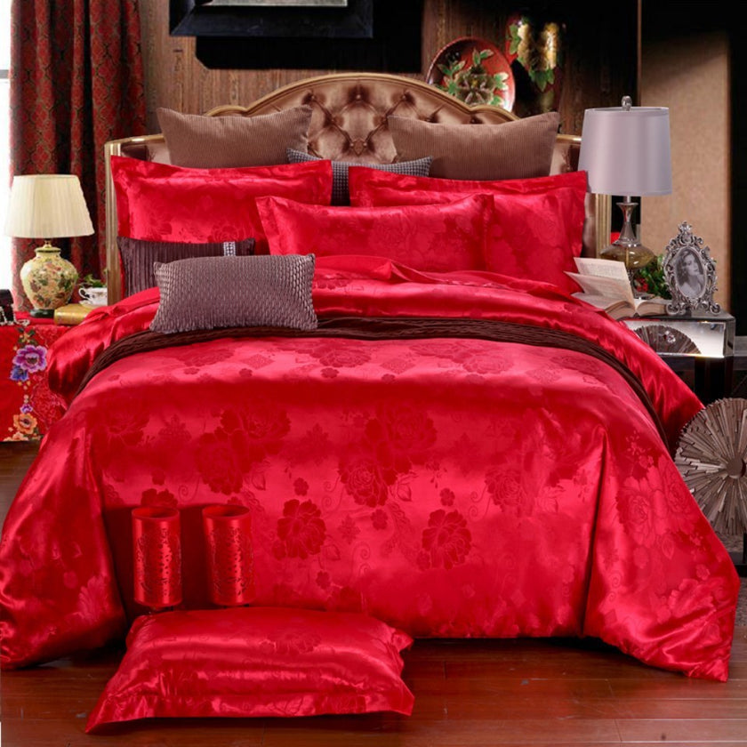 European Style Satin Jacquard Bedding Set  Quilt Cover And Pillowcase