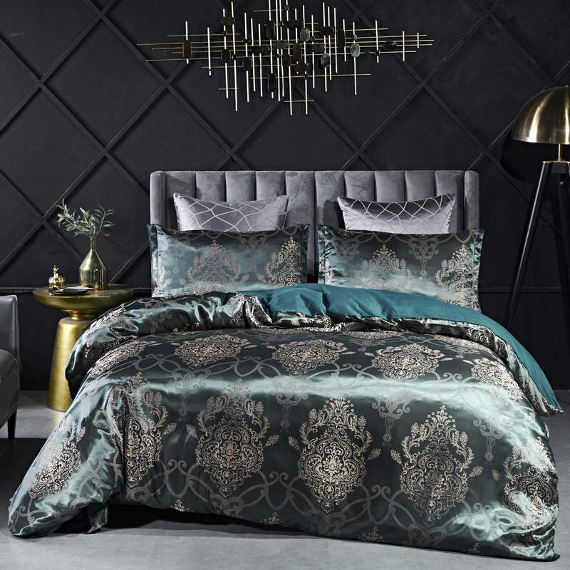 European Style Satin Jacquard Bedding Set  Quilt Cover And Pillowcase