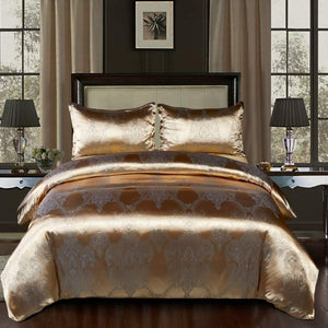 European Style Satin Jacquard Bedding Set  Quilt Cover And Pillowcase