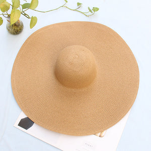 25CM Wide Brim Oversized Beach Hats For Women Large Straw Hat UV Protection