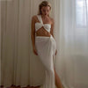 Long Skirts Two Piece Set Women Twist One Shoulder 2 Piece Sets
