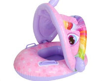 Baby Swimming Boat With Armrests, Baby Swimming Ring, Children'S Inflatable Swimming Seat Ring Awning Yacht