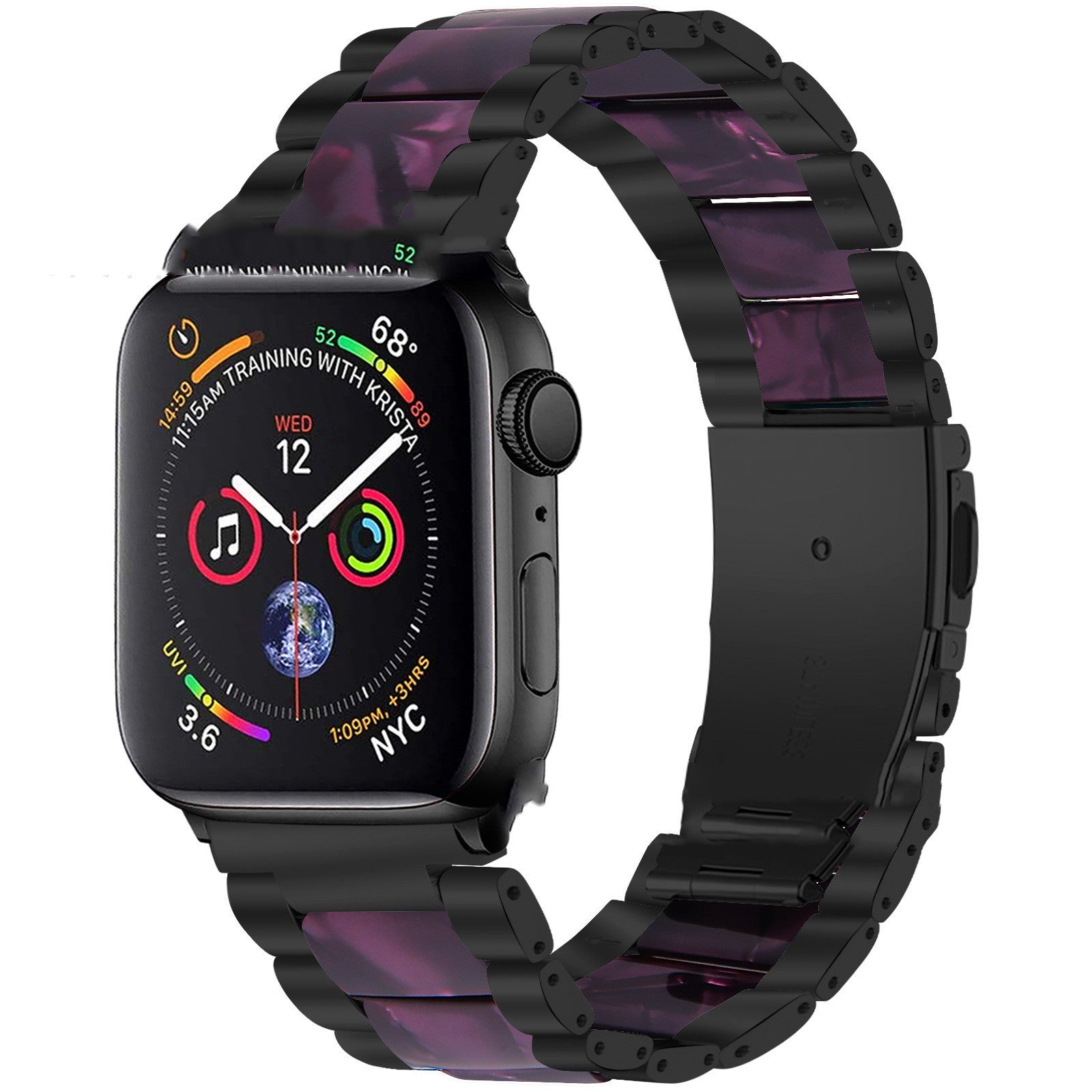 Metal Stainless Steel Resin Three Beads Watch Steel Band