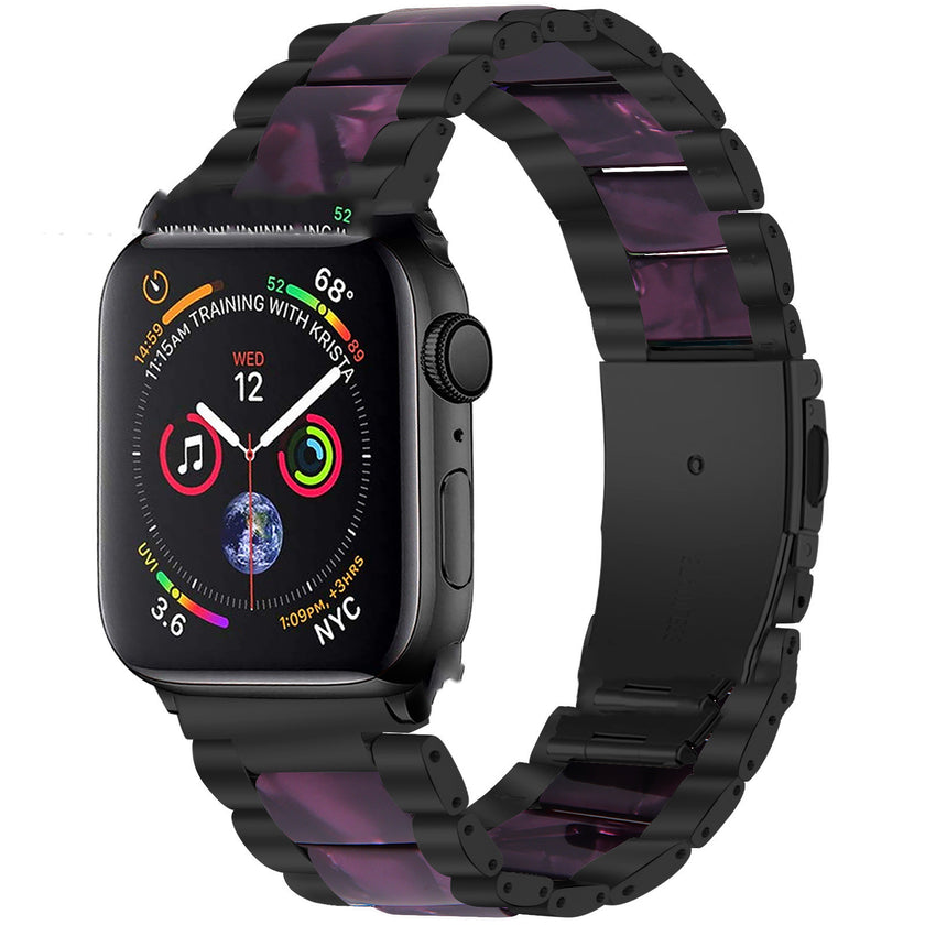 Metal Stainless Steel Resin Three Beads Watch Steel Band