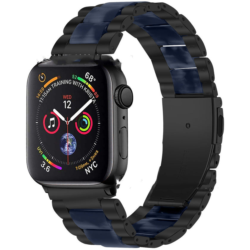 Metal Stainless Steel Resin Three Beads Watch Steel Band