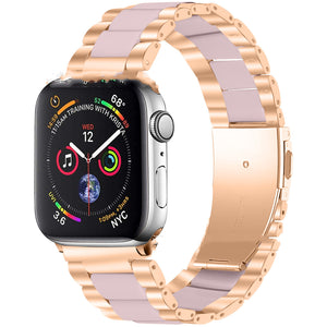 Metal Stainless Steel Resin Three Beads Watch Steel Band