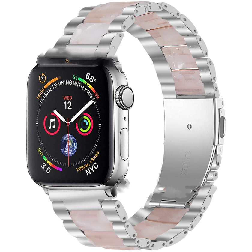 Metal Stainless Steel Resin Three Beads Watch Steel Band