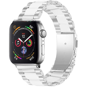 Metal Stainless Steel Resin Three Beads Watch Steel Band