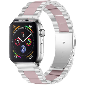 Metal Stainless Steel Resin Three Beads Watch Steel Band