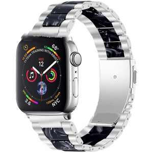 Metal Stainless Steel Resin Three Beads Watch Steel Band