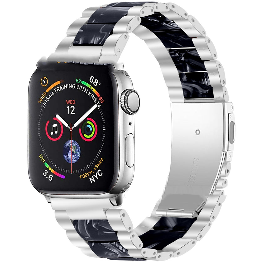 Metal Stainless Steel Resin Three Beads Watch Steel Band