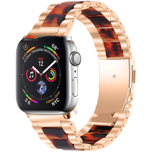 Metal Stainless Steel Resin Three Beads Watch Steel Band